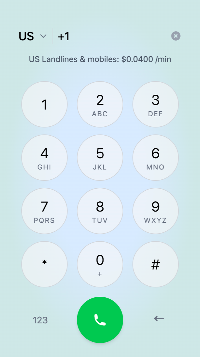 Callshake browser calling interface example