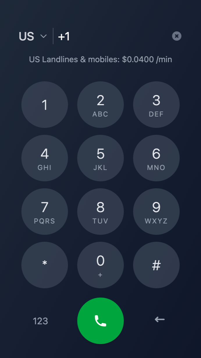 Callshake browser calling interface example